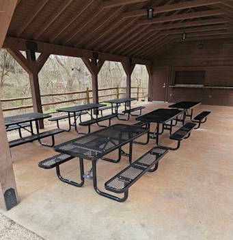 New metal benches installed in a park